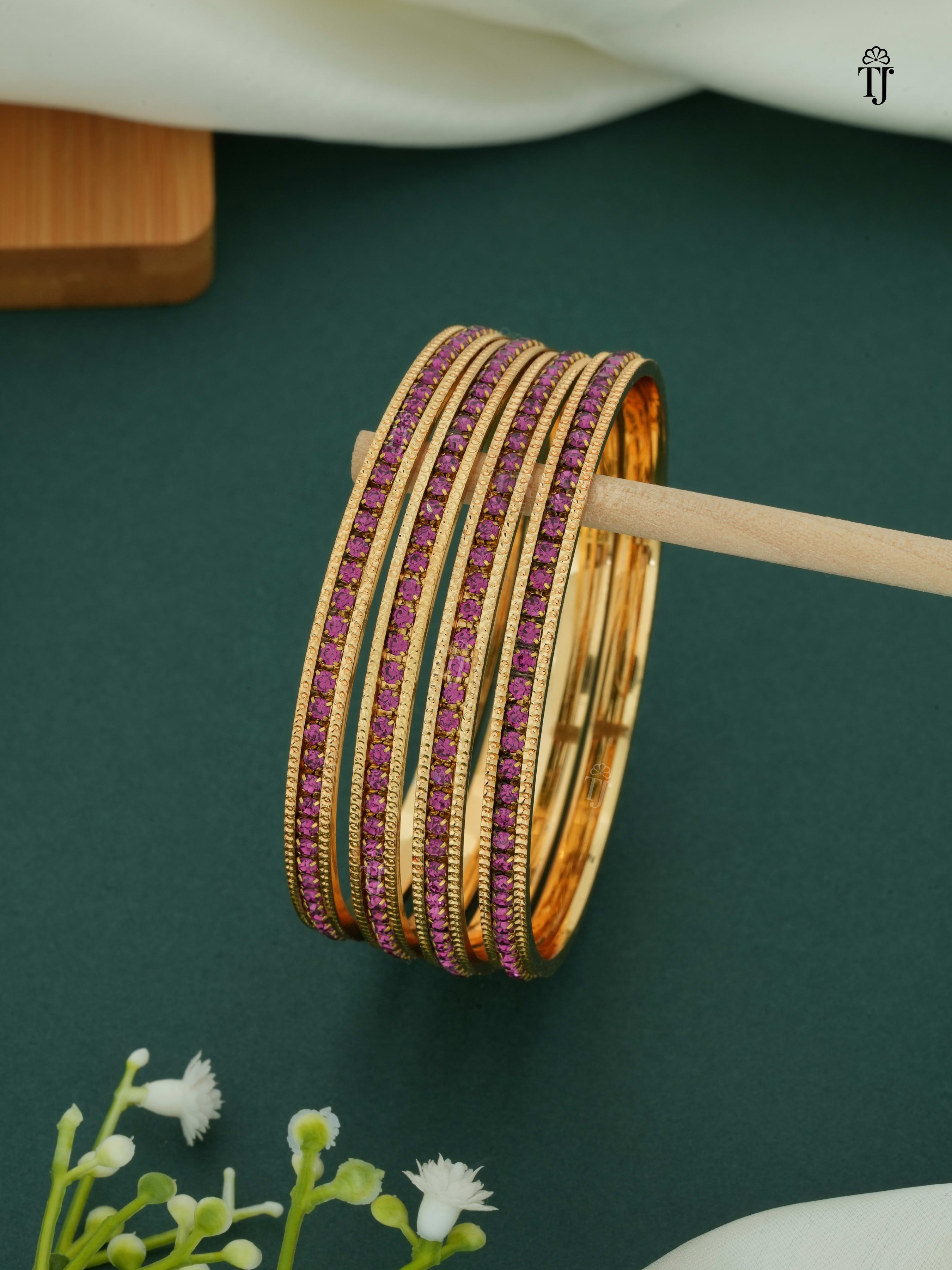 Pink Women Bangles Set of 4 | Stylish & Trendy Bangle Set for Girls