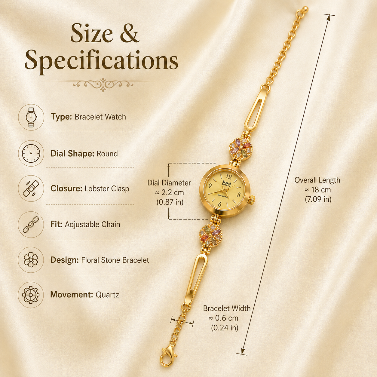 Premium Brass Bangle Watch for Womens