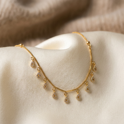 Rain Drops Diamond Necklace for Women | Micro Gold Plated AD Diamond Necklace