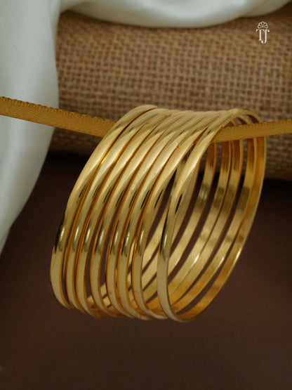 Gold Plated Sleek Plain Bangles – Charming 8-Piece Set for Daily Wear