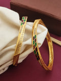Stylish 3D Minawork Square Shape Bangles With Micro Gold Finish Pack Of 2 Pieces ( 1 Pair )