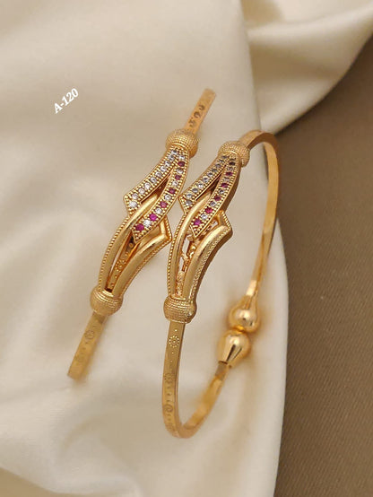 Premium Brass Bangle Watch with Adjustable Bracelet Pair Combo for Women | 3-Piece Fashion Accessory Set
