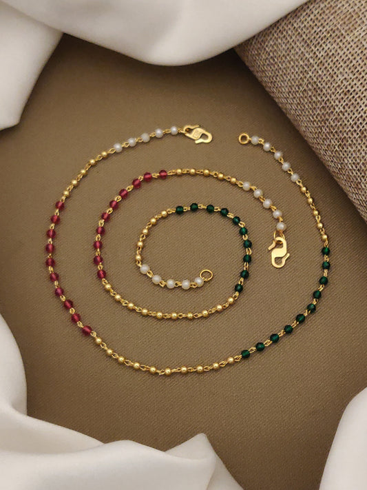 Stylish Daily Wear Anklets With Micro Gold Finish ( 10 " Inch )