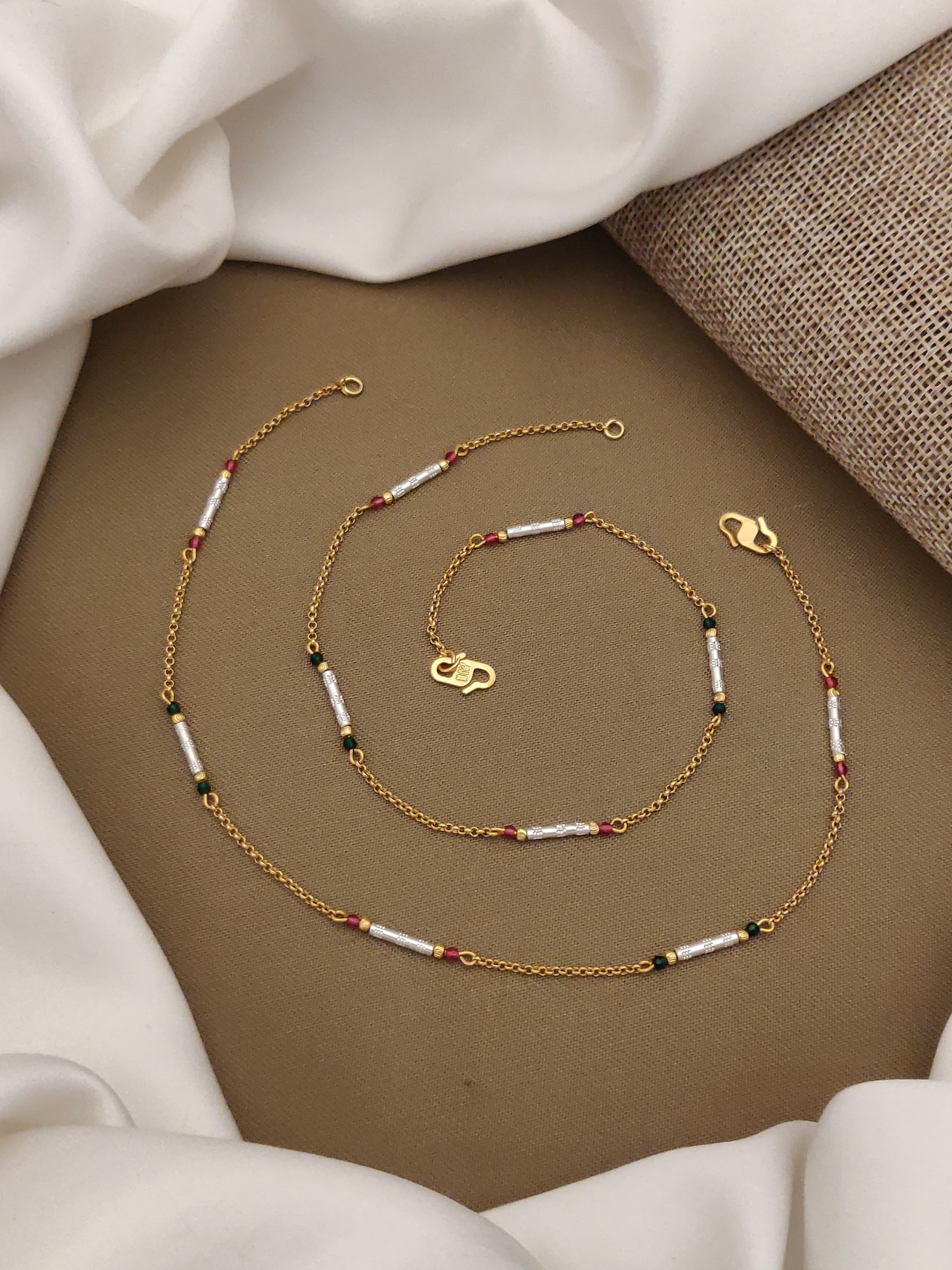 Stylish Daily Wear Anklets With Micro Gold Finish ( 10 " Inch )