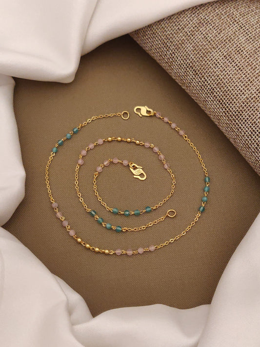 Stylish Daily Wear Anklets With Micro Gold Finish ( 10 " Inch )