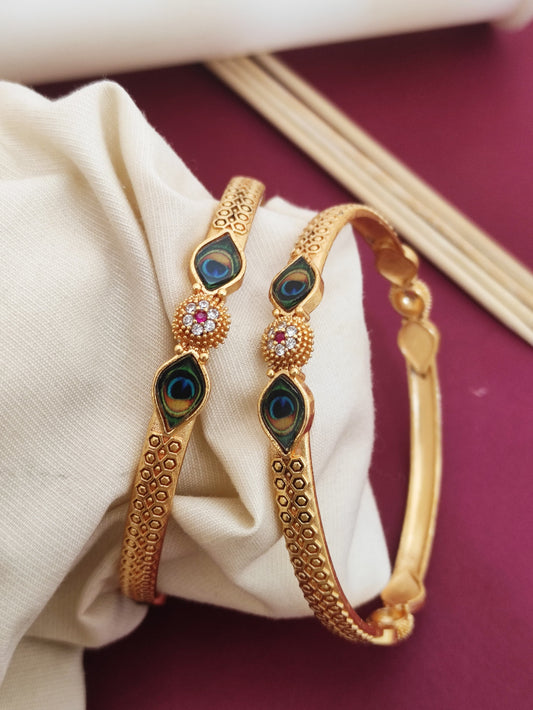 Stylish Morpankh Design Bangles With Pack Of 2 Pieces ( 1 Pair )