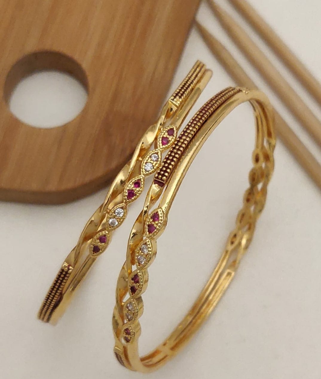 Stylish Oxodise Bangles With Micro Gold Finish Pack Of 2 Pieces ( 1 Pair )