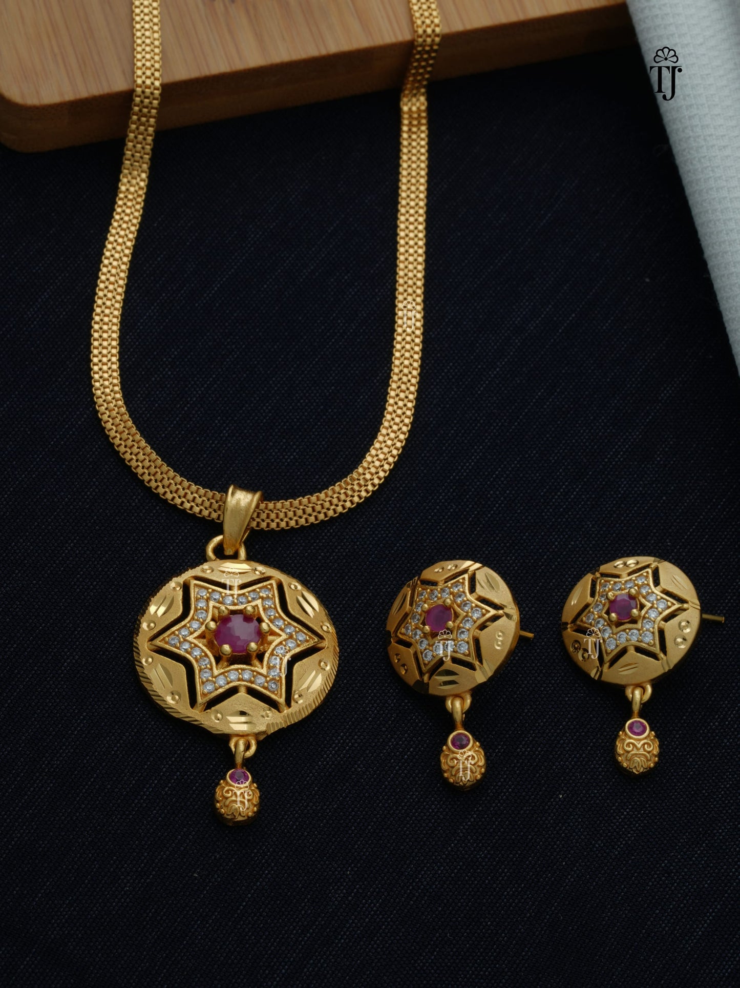 Traditional Gold Plated Set for Women | Royal Pendant and Earrings Set