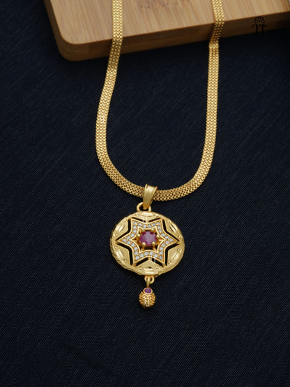 Traditional Gold Plated Set for Women | Royal Pendant and Earrings Set