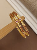 Trending Daily Wear Bangles With Ruby Stones Pack Of 2 Pieces ( 1 Pair )
