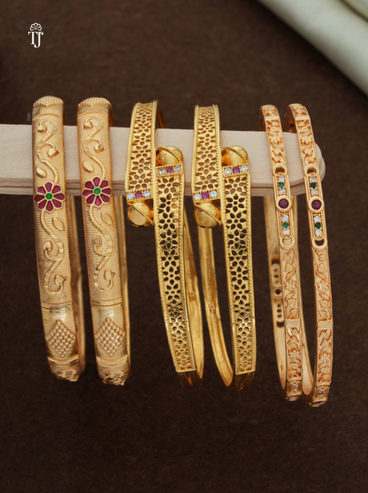 Premium Artificial Brass Bangles | Stylish Bangle for Daily Wear | Combo Set of 6 Pcs (3 Pairs)
