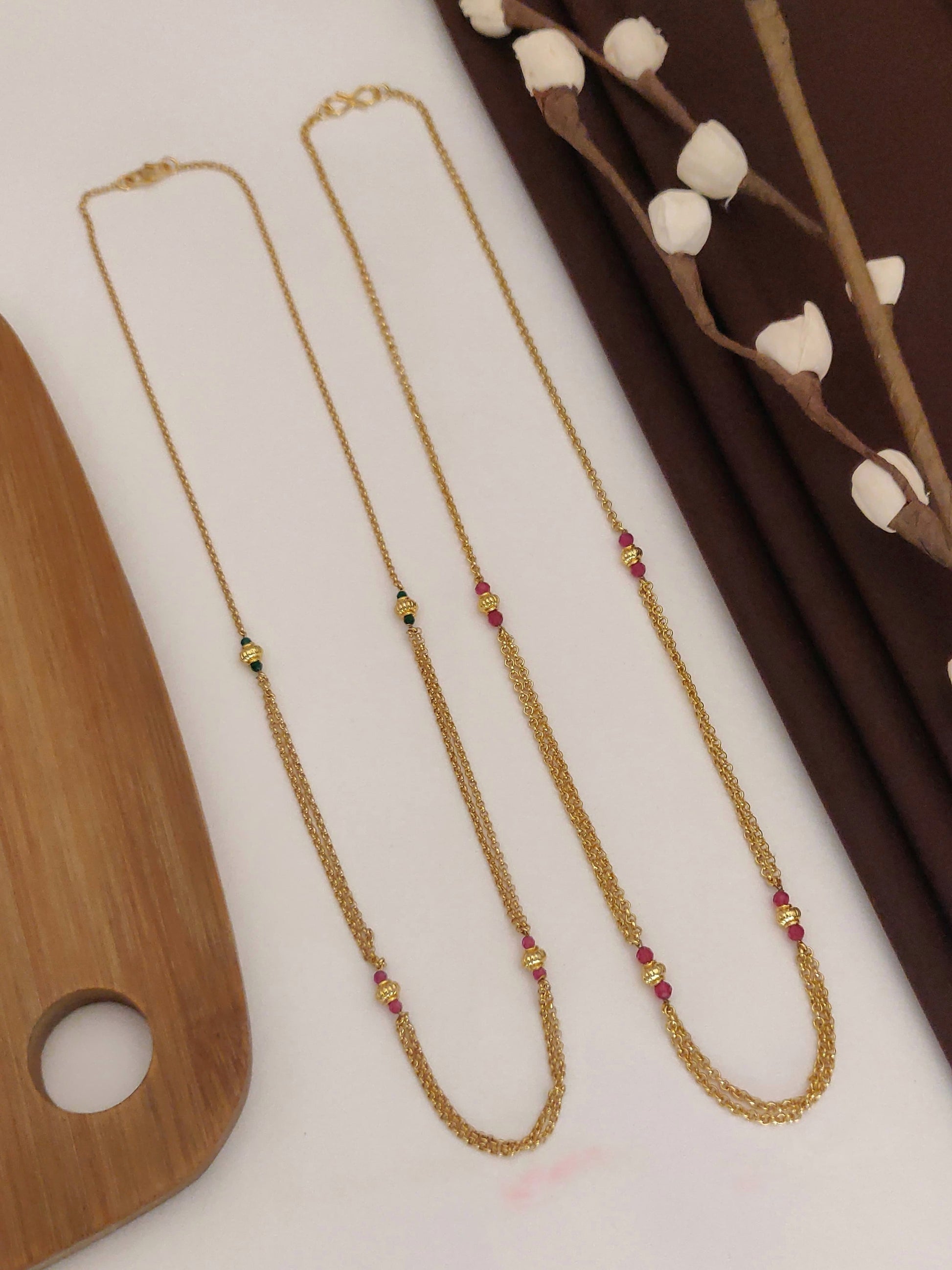 Trendz Special Combo Of Single and Double Layered Chain With Multicolour Beads