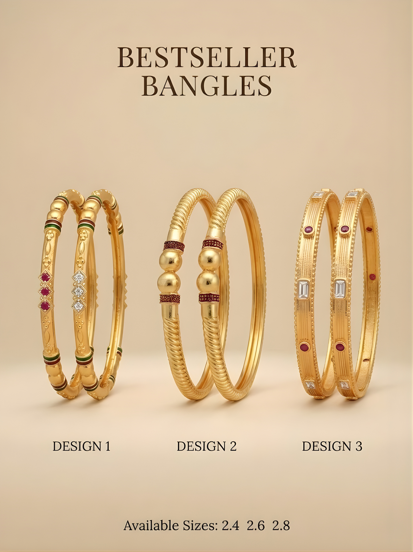 Premium Artificial Brass Bangles | Stylish Bangles for Daily Wear | Combo Set of 6 Pcs (3 Pair)