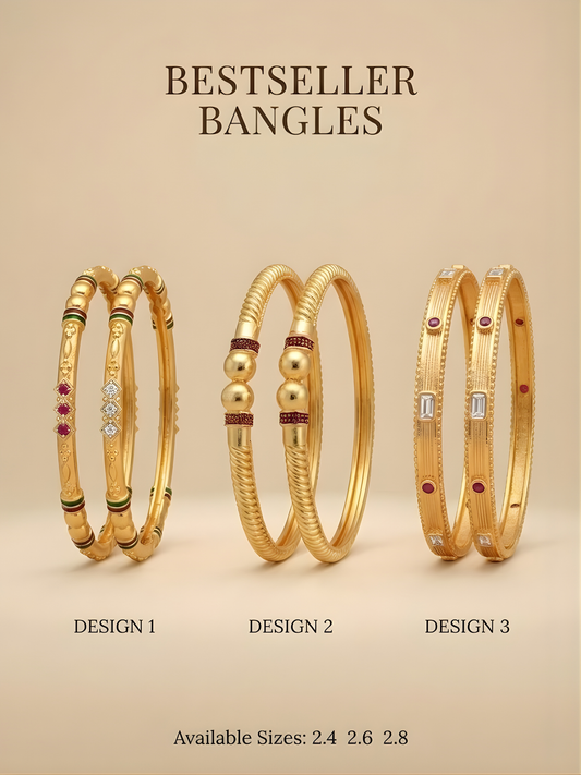 Premium Artificial Brass Bangles | Stylish Bangles for Daily Wear | Combo Set of 6 Pcs (3 Pair)