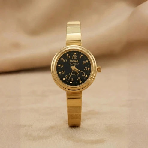 Gold Plated Bracelet Watch with Diamond Bracelet Combo