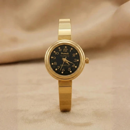 Gold Plated Bracelet Watch with Diamond Bracelet Combo