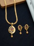Women 1 Gram Gold Plated Pendant Set | Stylish Pendant and Earrings Set