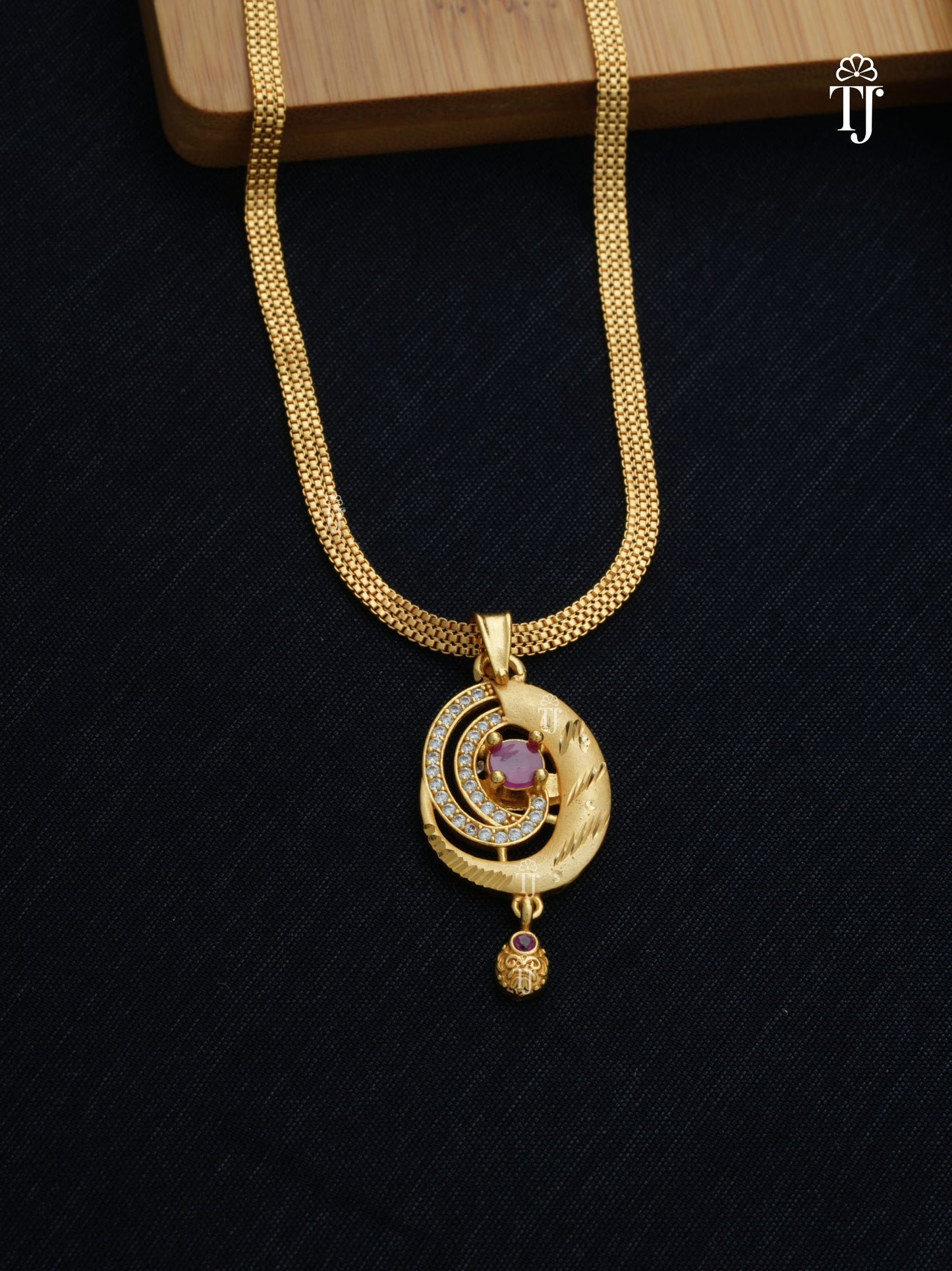 Women 1 Gram Gold Plated Pendant Set | Stylish Pendant and Earrings Set