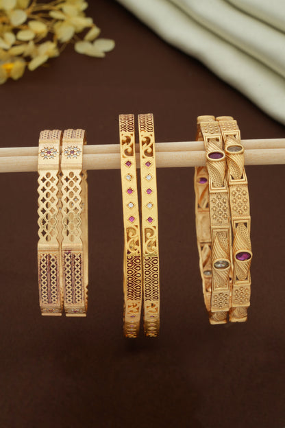 Women Artificial Bangles for Daily Use | Combo Set of 6 Pcs (3 Pairs)