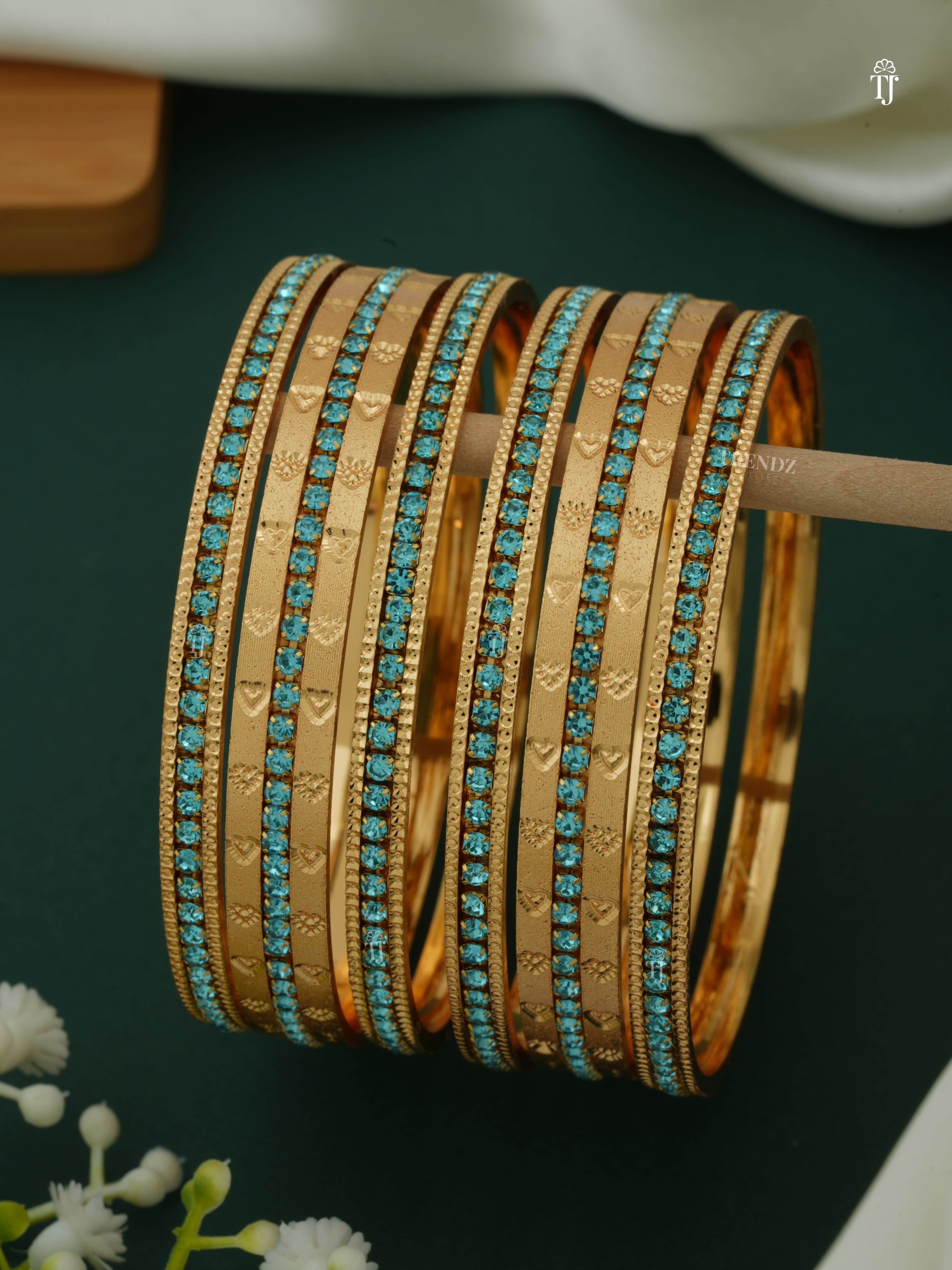 Women CNC Bangles with Diamond | Blue Heart Design Set for Women ...