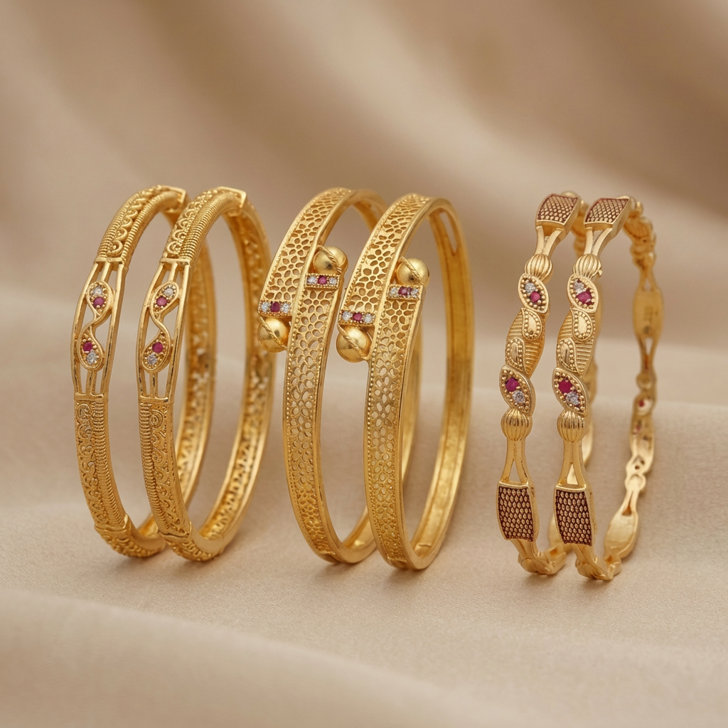 Premium Artificial Brass Bangles | Stylish Bangles for Daily Wear | Combo Set of 6 Pcs (3 Pairs)