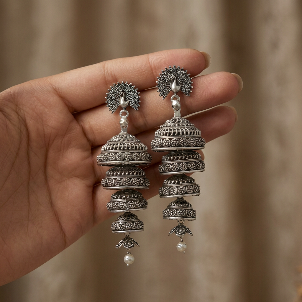 oxidised jhumka earrings
