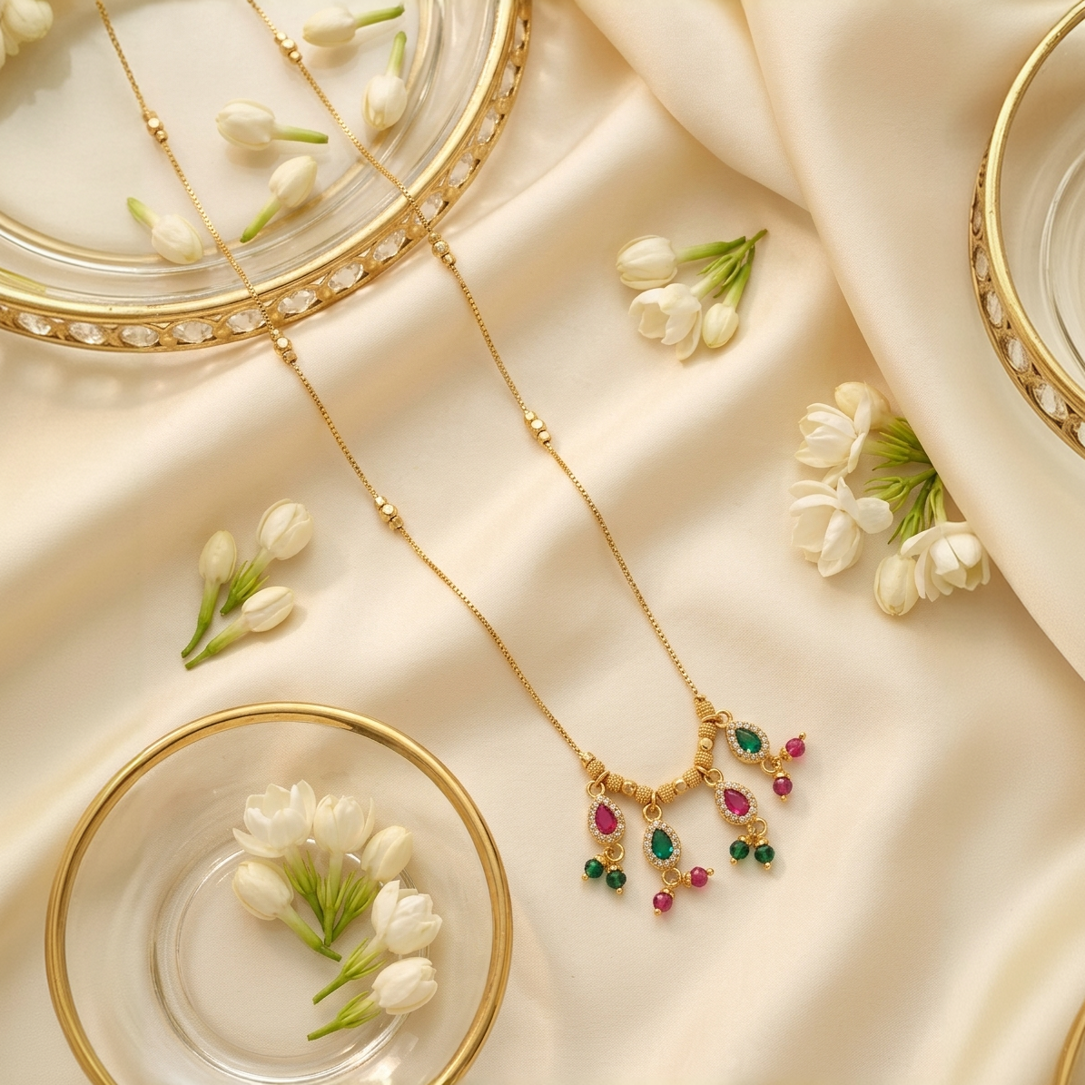 Gold-Plated Necklace for Women | Multi-Colour Kundan & Ad Diamond Jewellery