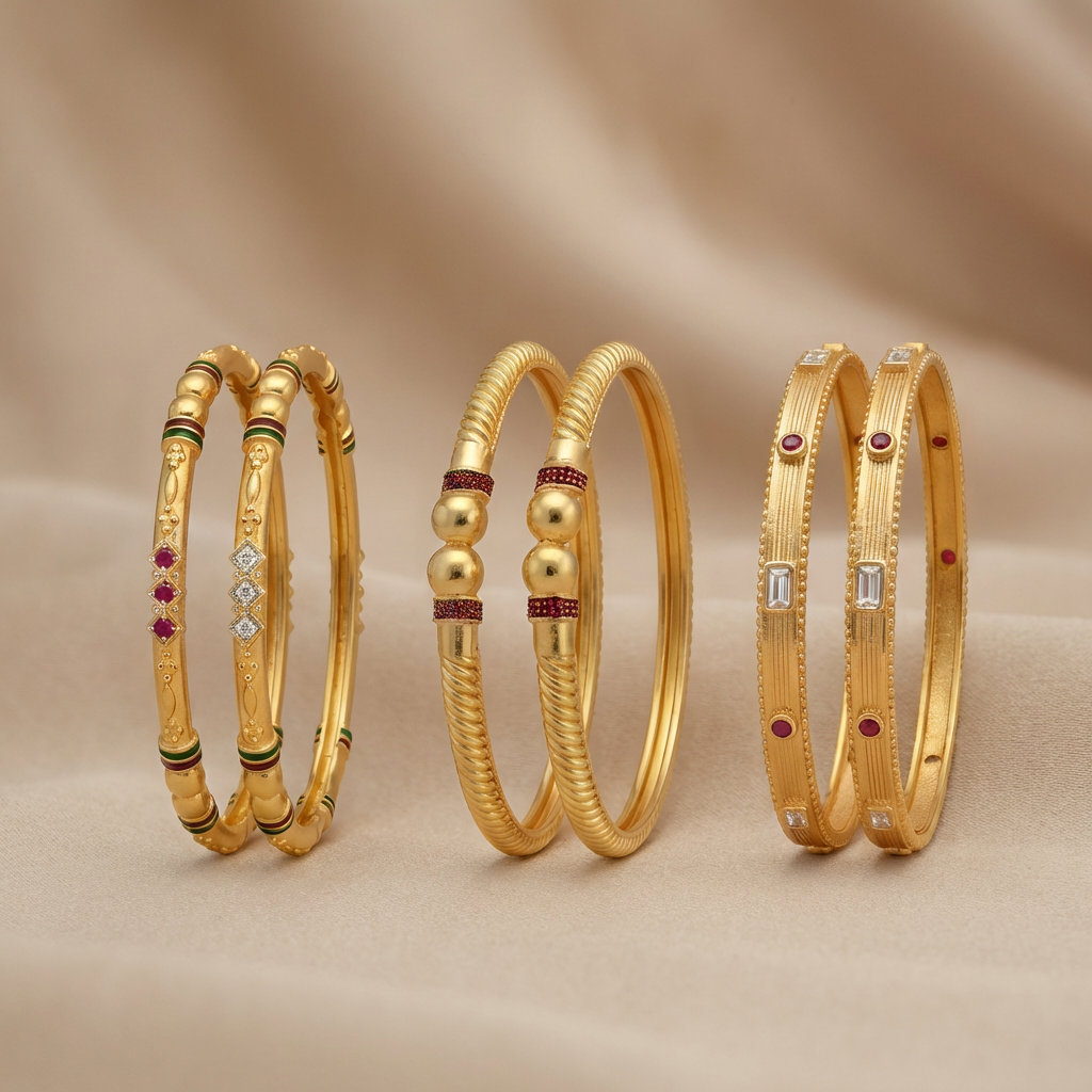Premium Artificial Brass Bangles | Stylish Bangles for Daily Wear | Combo Set of 6 Pcs (3 Pair)