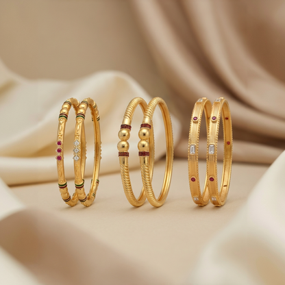 Premium Artificial Brass Bangles | Stylish Bangles for Daily Wear | Combo Set of 6 Pcs (3 Pair)