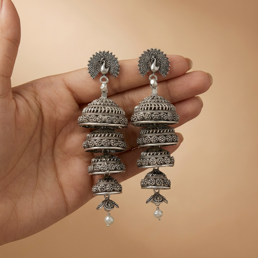 oxidised jhumka earrings