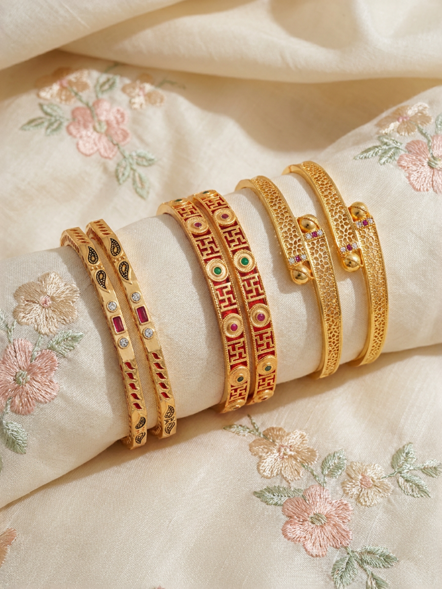 Premium Artificial Brass Bangle | Stylish Bangles for Daily Wear | Combo Set of 6 Pcs (3 Pairs)