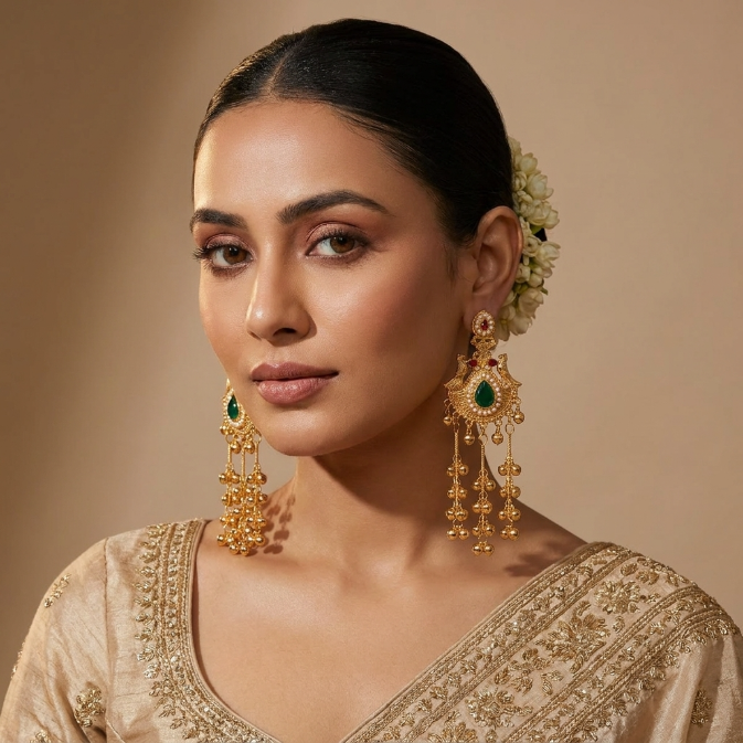 Kashmiri Earrings With Ruby Stones