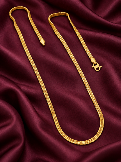 Flat gold plated mesh chain with S-hook on maroon satin