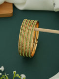 Green Diamond Bangles Set of 4 | Radiant & Trendy Bangle Set for Women