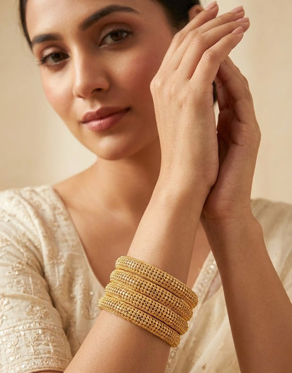 Daily Wear Gold Plated Bangles for Women | Pack of 4 Pieces