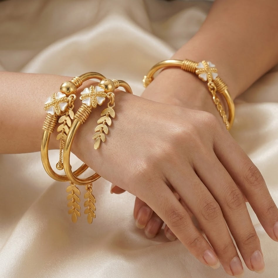 Gold Plated Daily Wear Bracelet for Women – Free Size (Pack of 2)
