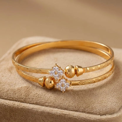 Gold Plated Bracelet Watch with Diamond Bracelet Combo