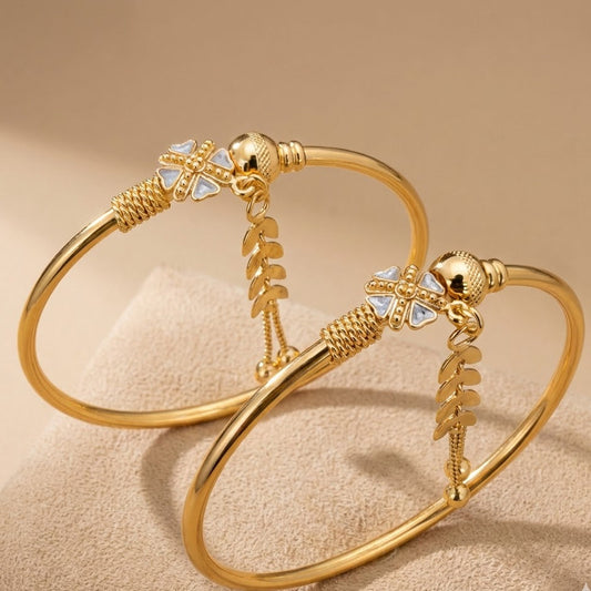 Gold Plated Daily Wear Bracelet for Women – Free Size (Pack of 2)